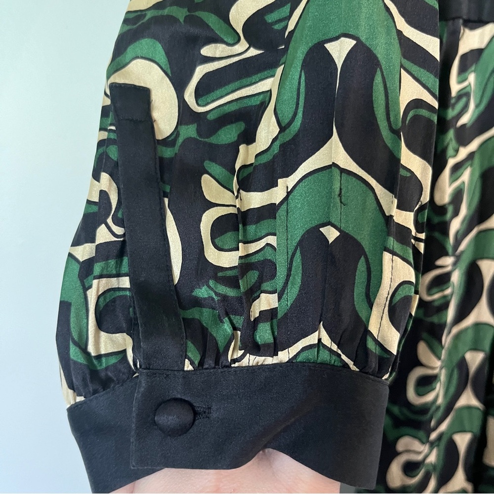 VTG Diane Von Furstenberg Dress Size 6 Steffi Chain Link Silk Empire Green Black - Picture 6 of 12